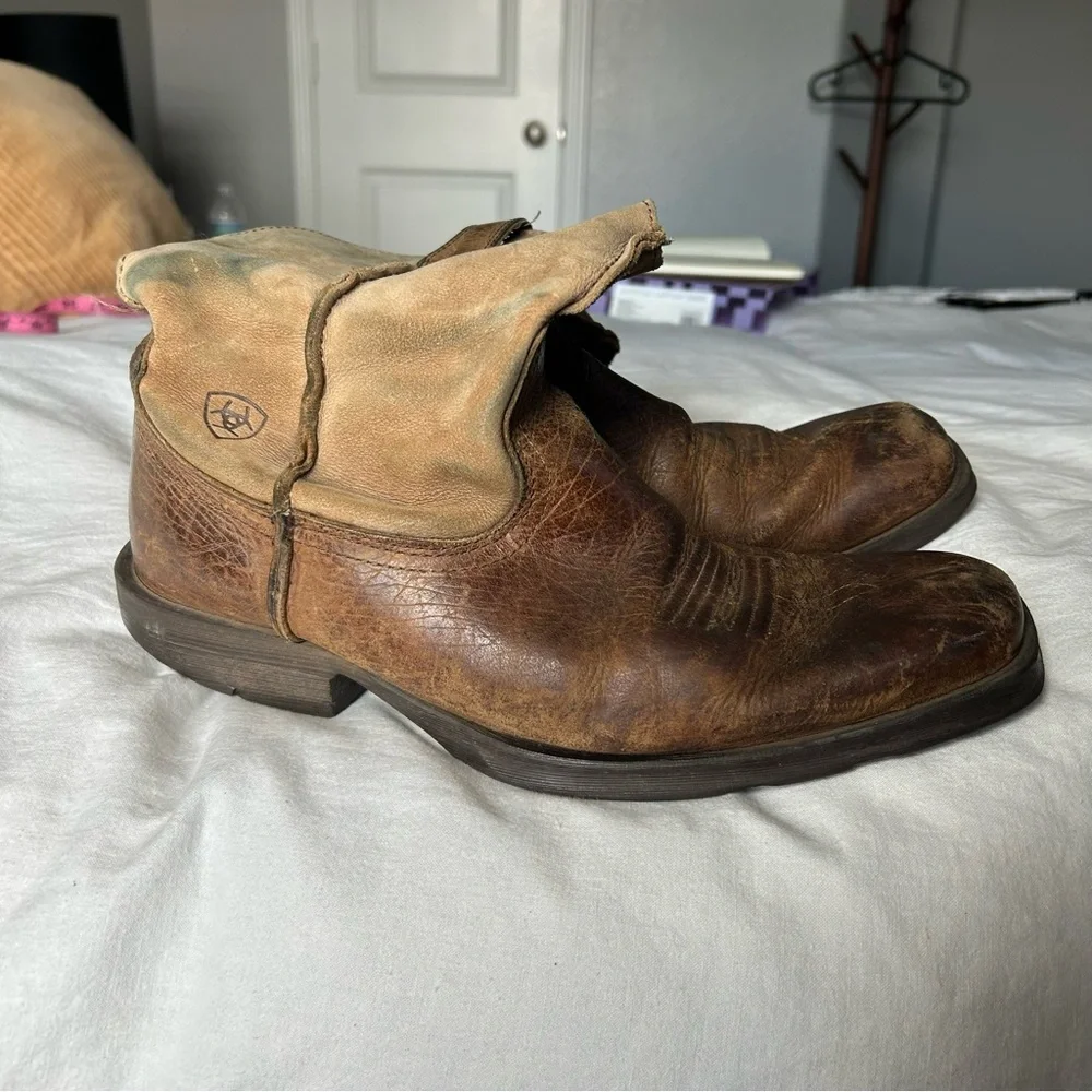 Men’s Brown Ariat Rambler Western Leather Boots Size 10 |A4